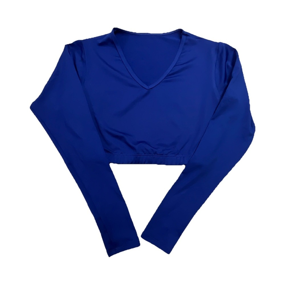 Varsity Spirit Blue Long Sleeve Polyester Cheerleading Crop Top‎